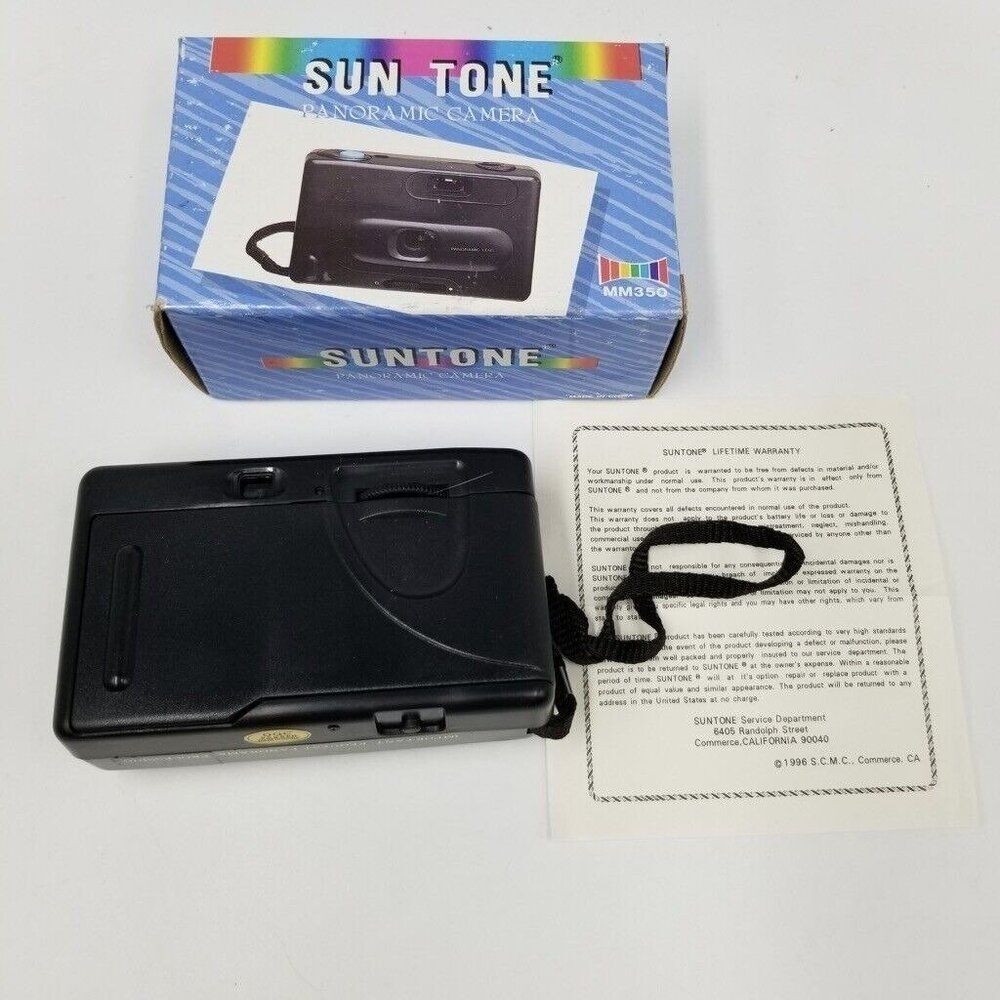 Vintage 1996 Panoramic Camera MM350 Plastic Sun Tone Black Wide Angle 35mm New